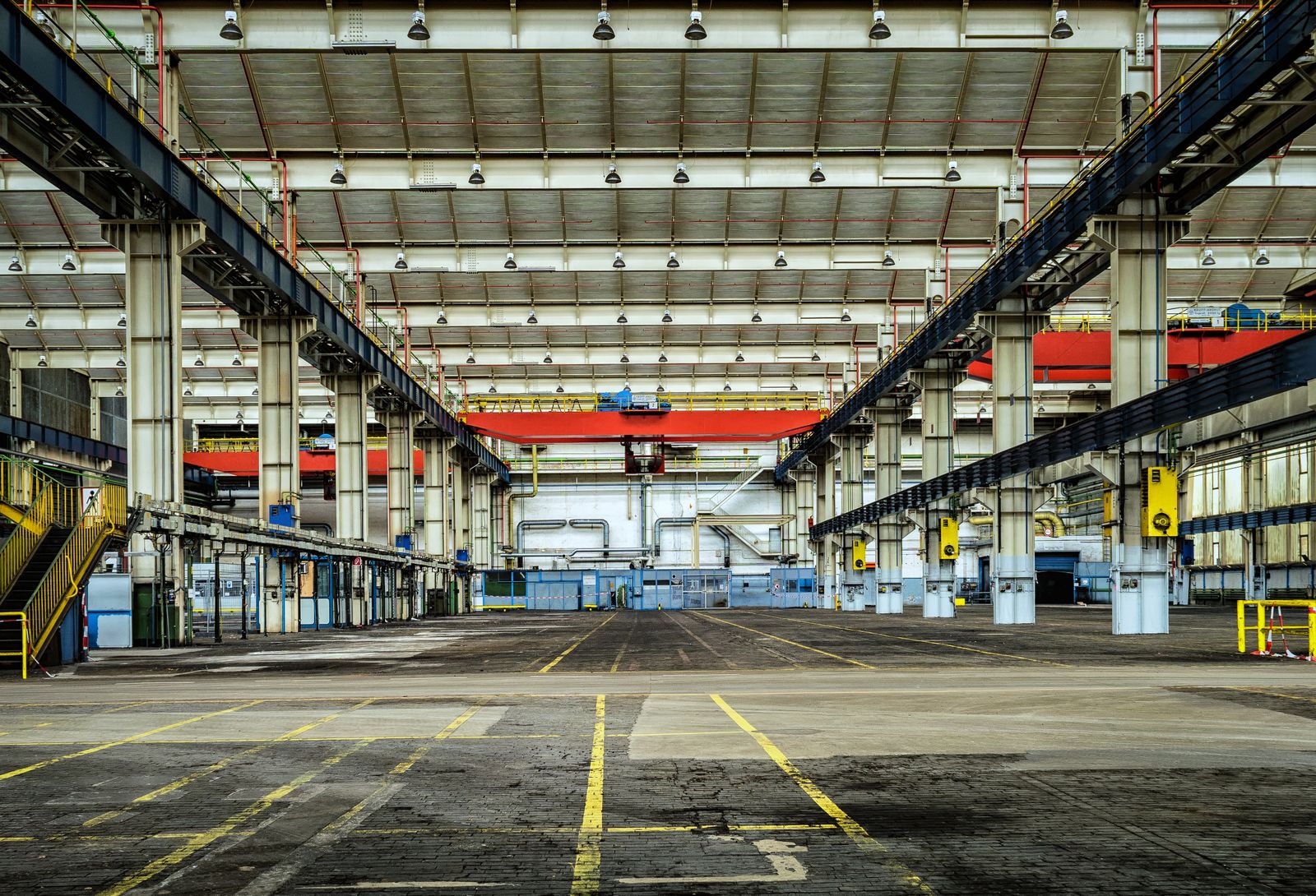 Steel fabrication shop floor with overhead crane at a metal fabricator serving Lewis County, KY